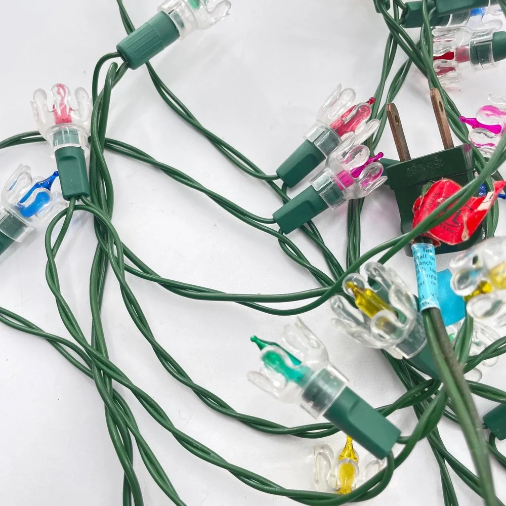 Indoor Christmas String Lights 35 bulb Strands x3 Tulip Flower Multi Color of 3